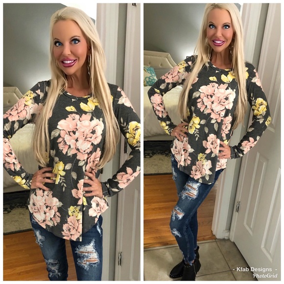 🛍LAST 1! Charcoal Floral Super Soft Tunic - Picture 3 of 8